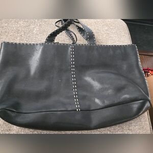 Elegant Black Leather Tote Bag
